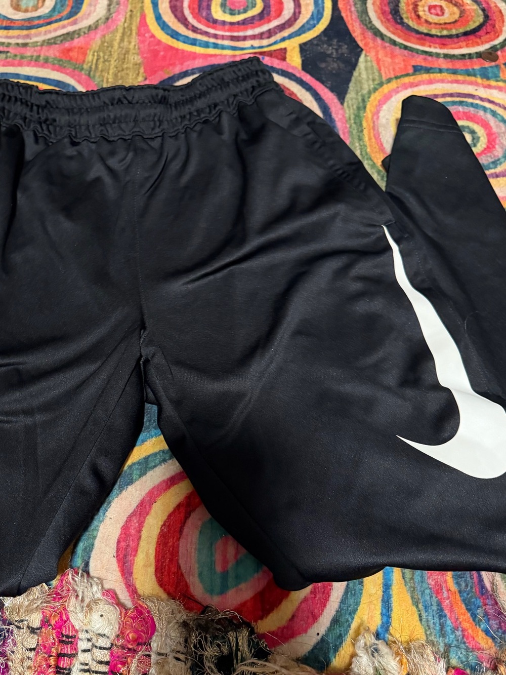 Nike Black junior Athletic Shorts with White Swoosh